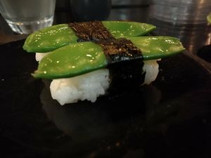 Sushi with sugar snaps at Origami in Esch-sur-alzette