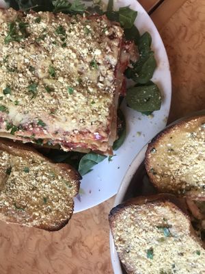 Lasagna and garlic bread at The Lovin Oven at Ailovenalo in Honolulu