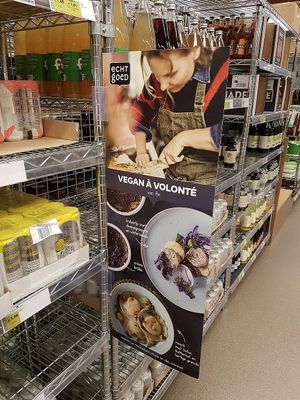 ad for vegan menu at Bio-Planet in Kortrijk