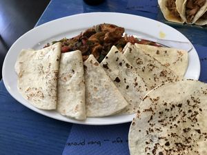 fajitas  at La Doña Gastronomia Mexicana in Gijon