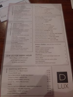 Menu 1 at DLUX in Madison