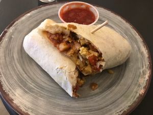 Vegan breakfast burrito   at Sunshine Drip Coffee Lounge in Coupeville