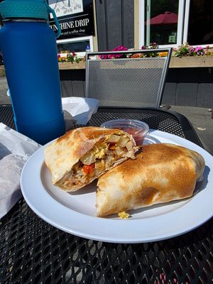 Vegan breakfast burrito at Sunshine Drip Coffee Lounge in Coupeville