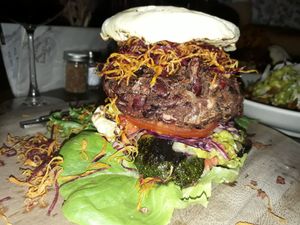 Amazing vegan burger at Rustic & Blue in Chiang Mai