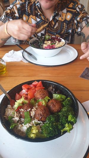 Salad bowl with chickpea falafel at NAAY in Holbox