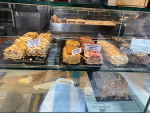 The Biscoff and cherry & coconut flapjacks are vegan at Oatopia - Kiosk in Croydon