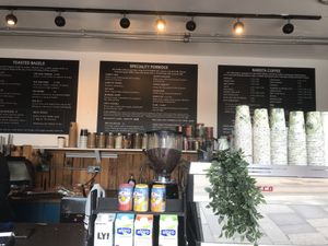Vegan bagel options , porridge , coffees and drinks at Oatopia - Kiosk in Croydon
