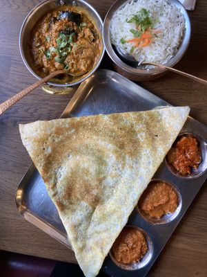 Masala Dosa, cooked aubergine   at The South Indian in Aalborg