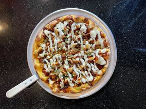 Vegan golden dragon pizza at CyBelle's Front Room in San Francisco