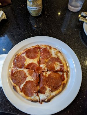 Vegan pepperoni pizza, delicious and hot! at CyBelle's Front Room in San Francisco