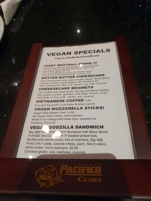 Specials at CyBelle's Front Room in San Francisco