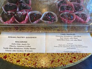 Descriptions of special Valentine's Day dessert case goodies at CyBelle's Front Room in San Francisco