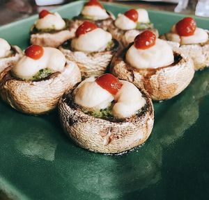 Vegan Sriracha stuffed mushrooms WOW at CyBelle's Front Room in San Francisco