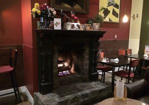 Cozy Fireplace original since 1973 at CyBelle's Front Room in San Francisco