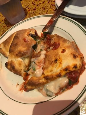 Vegan calzone !! ( sliced into ) at CyBelle's Front Room in San Francisco