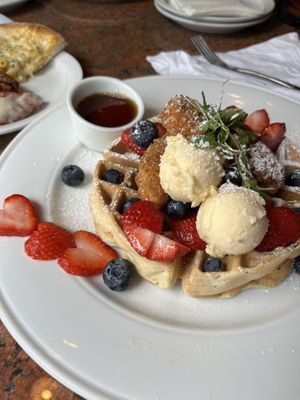 Chicken + waffles (Sunday brunch)  at CyBelle's Front Room in San Francisco