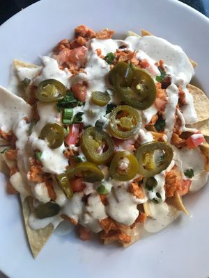 Vegan Buffalo Chicken Ranch Nachos at CyBelle's Front Room in San Francisco