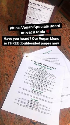New 6 page vegan menu at CyBelle's Front Room in San Francisco