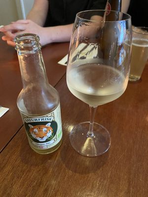 Ginger ale and white wine (chardonay): both good  at Golden Temple in Amsterdam