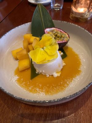 Passion fruit panna cotta: tasty and creamy, but small. at Golden Temple in Amsterdam