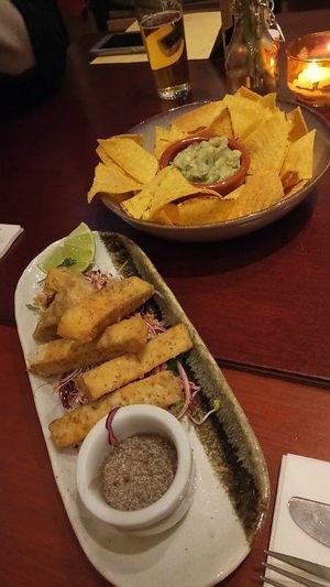 Guacamole and Tofu salt and pepper at Golden Temple in Amsterdam