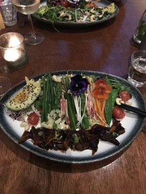 Tempeh, cashew, and vegetable salad.   at Golden Temple in Amsterdam
