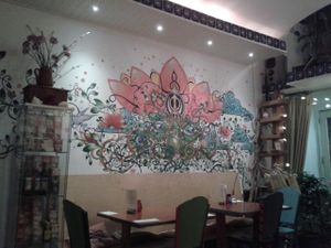 Inside painting at Golden Temple in Amsterdam