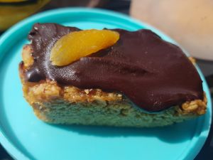 Dark chocolate fruit flapjack 🤩 at Square Roots in Whitley Bay