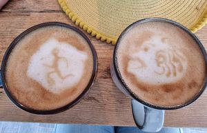 💚So cool!!! Personalised coffee art for us as Karen had just done The Great North Run & I had cheered her on!💚 at Square Roots in Whitley Bay