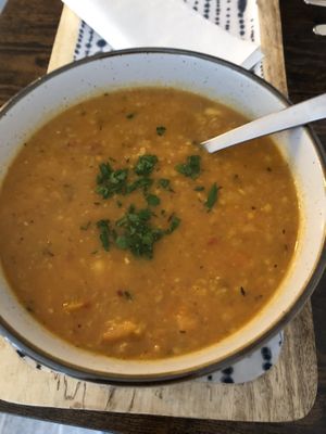 Sweetcorn chowder soup  at Square Roots in Whitley Bay