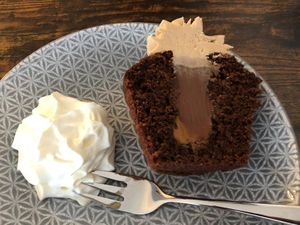 Choc and biscoff muffin to share  at Square Roots in Whitley Bay