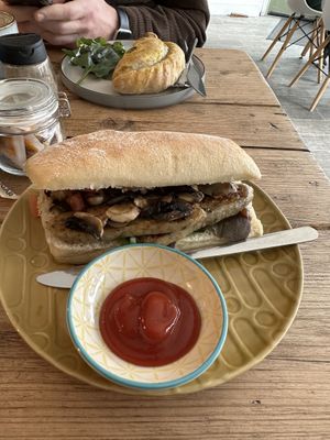 Mushroom and Sausage chibata   at Square Roots in Whitley Bay