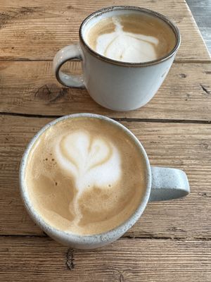 Coconut Flat White & Oat Latte  at Square Roots in Whitley Bay