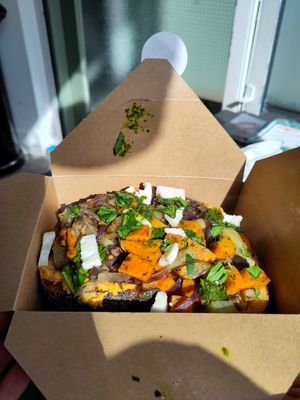 Veg and feta hash on toast at Square Roots in Whitley Bay