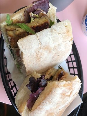 Sausage sandwich   at Square Roots in Whitley Bay