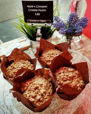 Apple & Cinnamon Crumble Muffins (vegan) at Square Roots in Whitley Bay