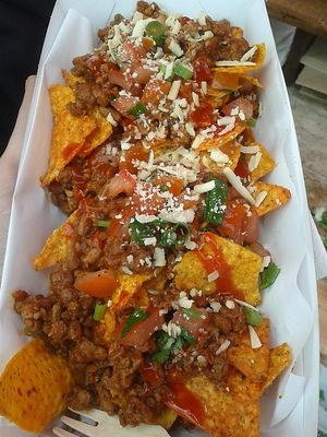 Nachos with sloppy Joes chilli, cheese, tomato at Square Roots in Whitley Bay