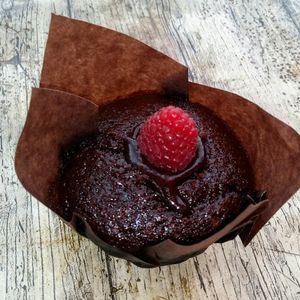 Raspberry Chocolate Muffin at Square Roots in Whitley Bay