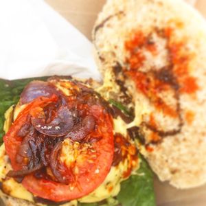 Burger (inside the burger!) at Square Roots in Whitley Bay