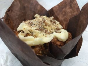 Carrot & walnut muffin  at Square Roots in Whitley Bay
