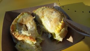 Cheese, leek and potato pie at Square Roots in Whitley Bay
