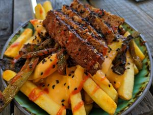 Philly cheese steak fries at Bidges & Sons Reeperbahn in Hamburg