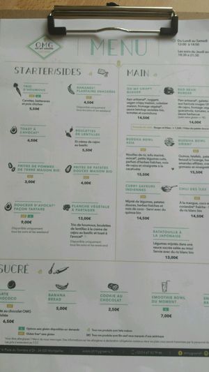 la carte  at Oh My Greens in Montpellier