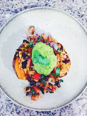 Mexican style stuffed sweet potato at Oh My Greens in Montpellier