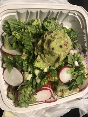 Mexican salad vegan chipotle guacamole and side of pickled jap  at New Wave Burritos in Huntington
