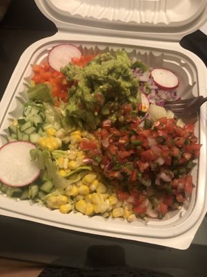 Mexican salad with guacamole , salsa, pico de gallo   at New Wave Burritos in Huntington
