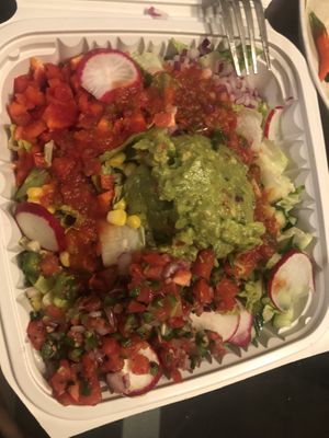Mexican salad with guacamole, pico de gallo, salsa   at New Wave Burritos in Huntington
