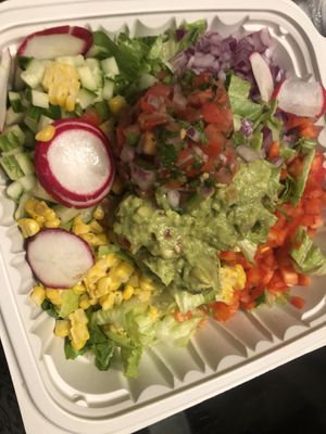 Mexican salad with guacamole and pico de gallo (vegan)  at New Wave Burritos in Huntington