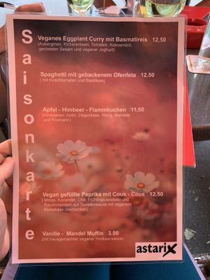 Seasonal menu  at Astarix in Trier