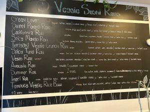 Sushi menu  at Veggie House in Salt Lake City